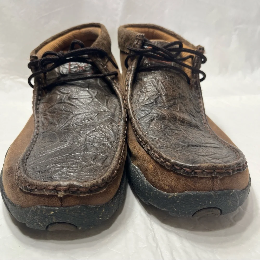 Twisted X Chocolate Chukka Driving Moc Mens Size 10D Brown Leather Shoes MDM0090